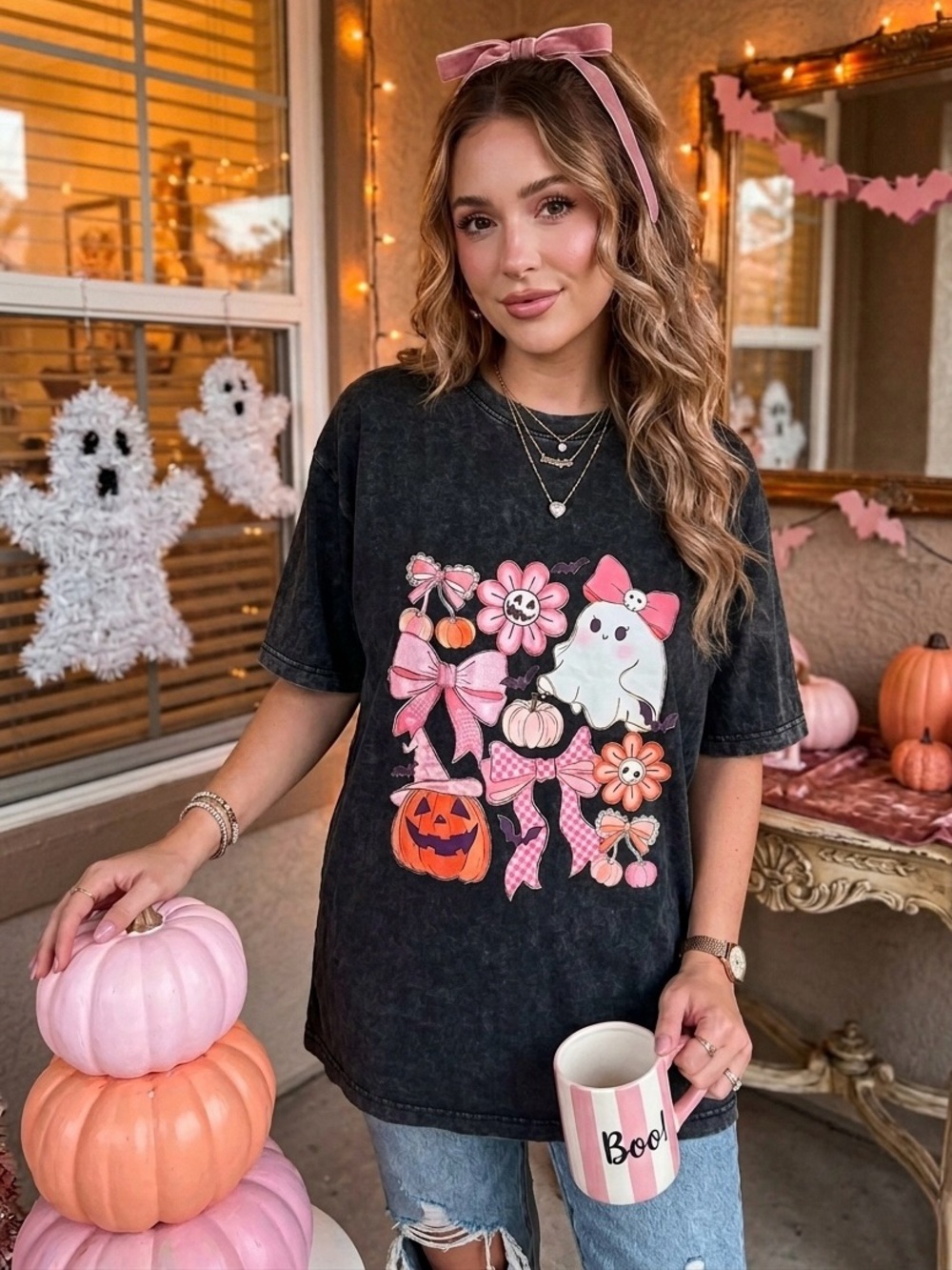 🎀🎃👻EUC Purchased 4rm @elizajoy17 “Coquette Halloween Tee”💯% Cotton🙌🏻Washd Blk🖤XL